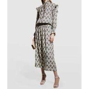 Finley Maxi Dress S Vintage Medallion Print‎ Smocked Waist USA Made Boho Prairie